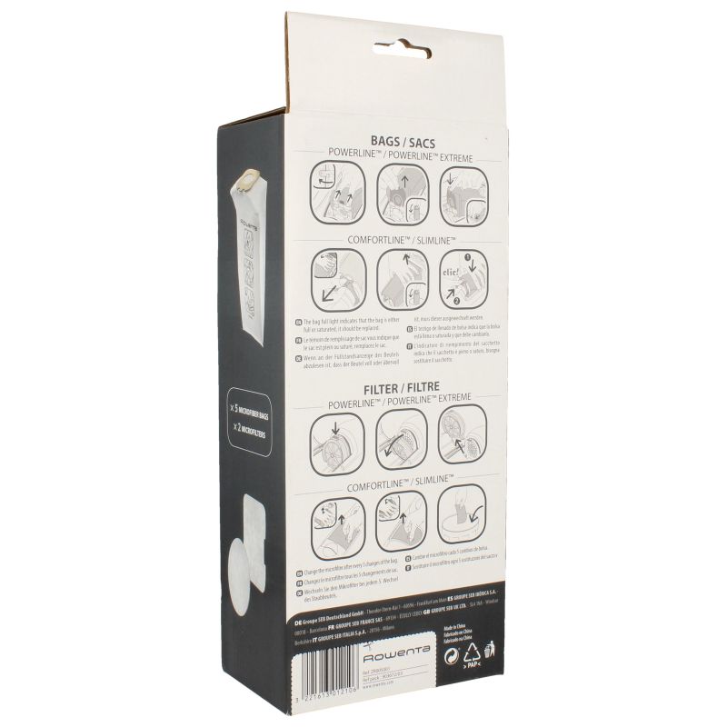 Sacchi In Microfibra Confezione 5pz ZR005001 Aspirapolvere ROWENTA